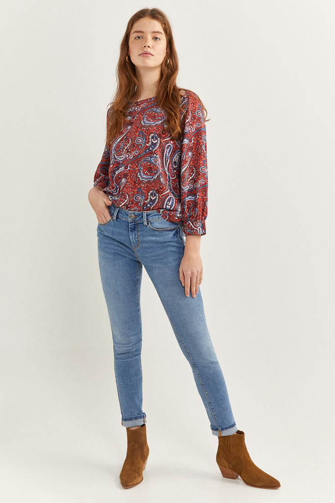 3/4 Sleeve Round Neck Blouse