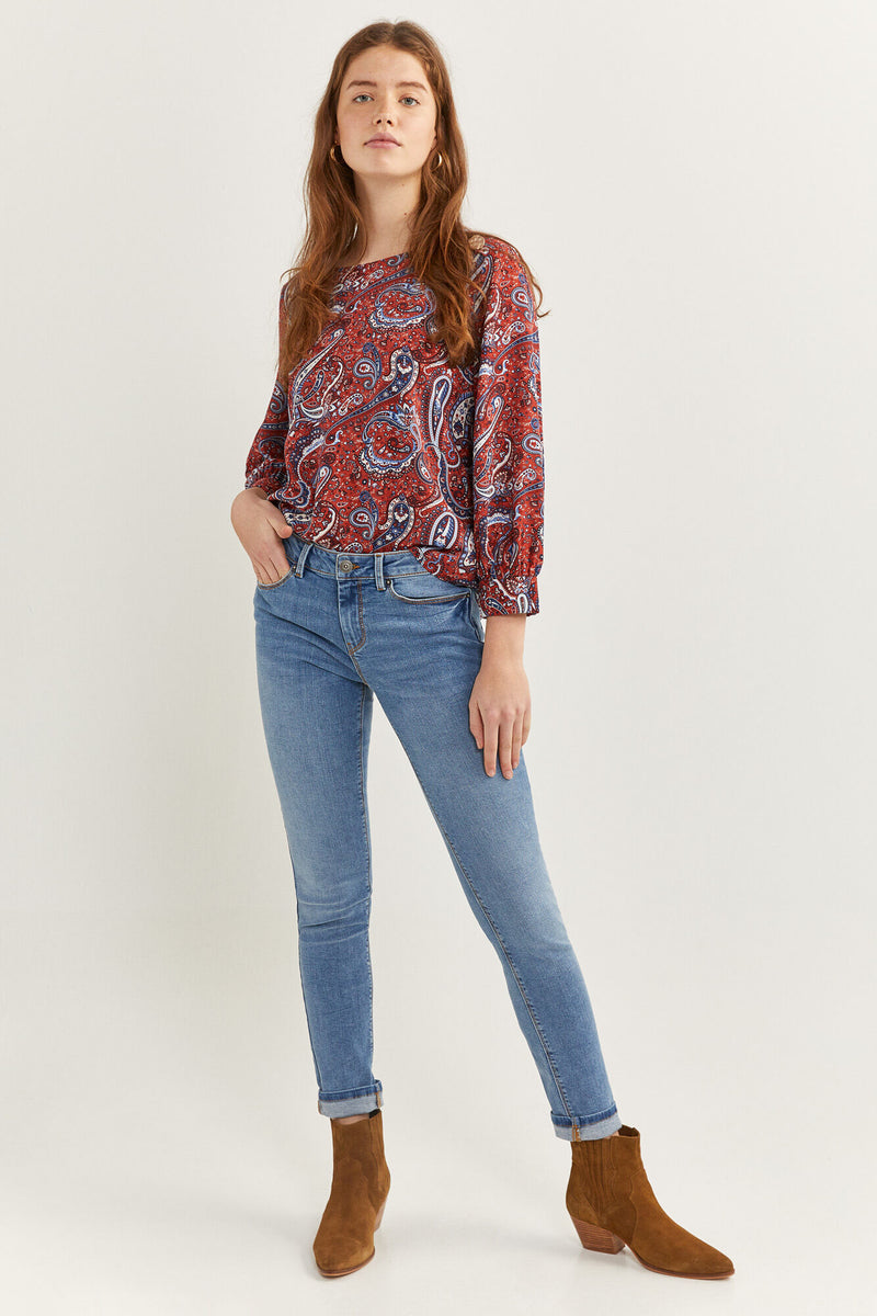 3/4 Sleeve Round Neck Blouse